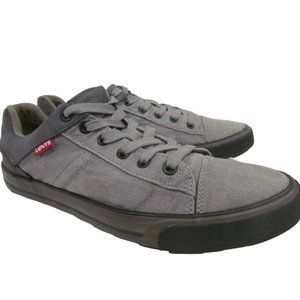 LEVI'S Mens Dark Gray Canvas/Leather Upper Low SNEAKERS / SHOES Lace-Up Sz 10.5
